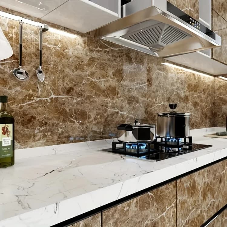 COWINLIFE Marble Sticker Kitchen Countertop Peel and Stick Wall Stickers Waterproof Self-Adhesive Luxury 3D Wallpaper Roll Home Decor detail 5
