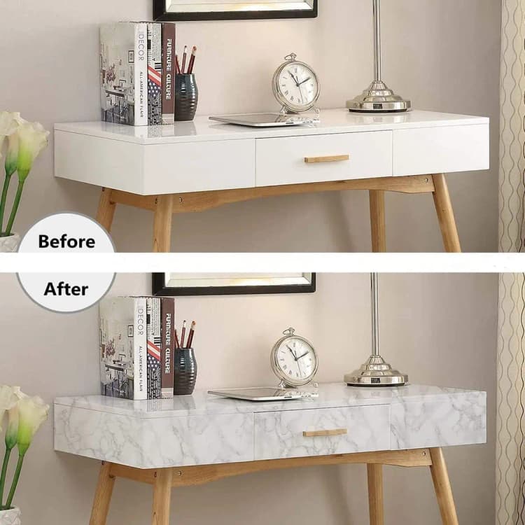 Low MOQ White Marble Sticker PVC Self-adhesive Wallpaper 3D Home Decor Tiles Renovation for Kitchen Living Room Wall Stickers detail 4
