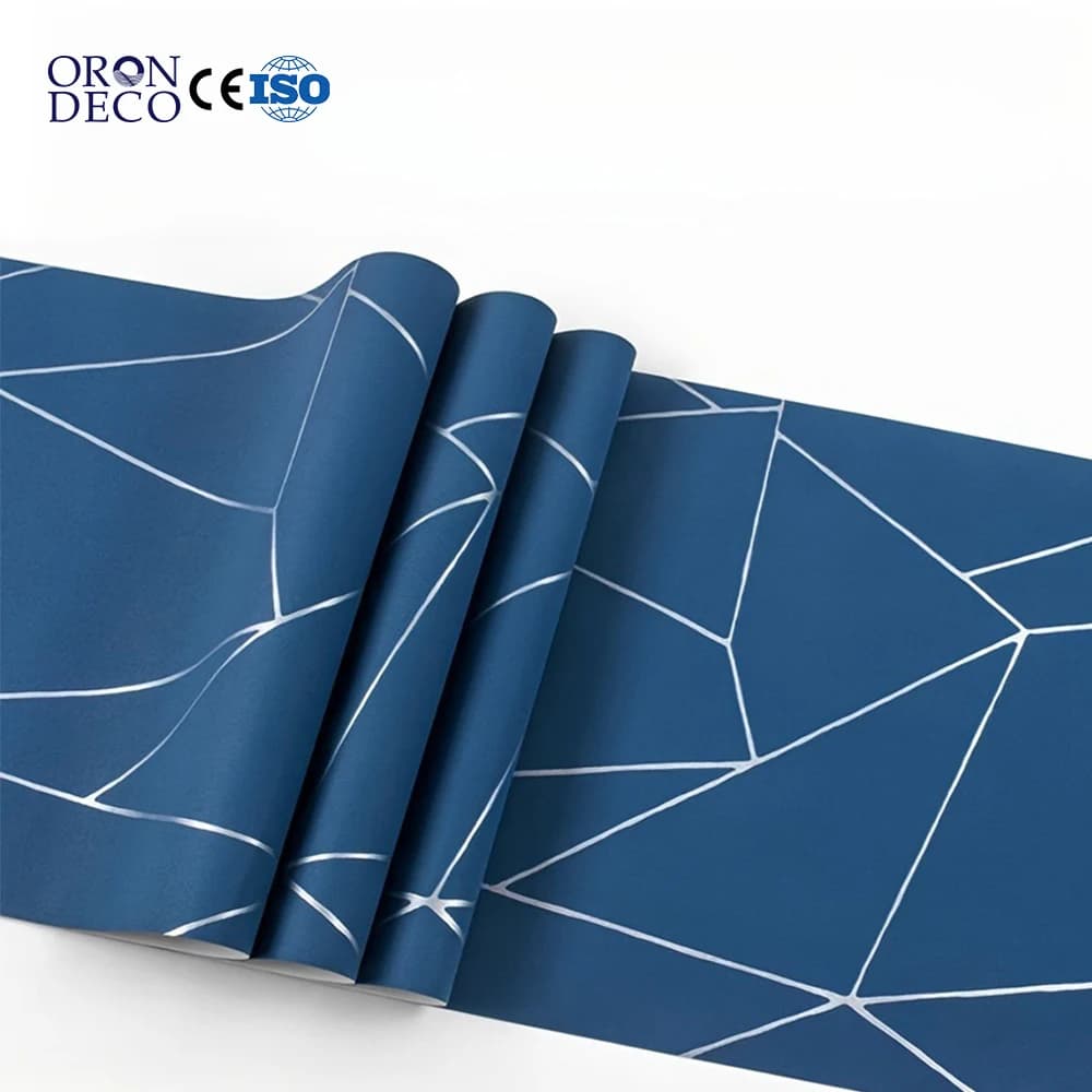 COWINLIFE Blue Silver Lines Wall Stickers Peel and Stick Textured Wallpaper Rolls Vinyl Self Adhesive Furniture Decorations for Home