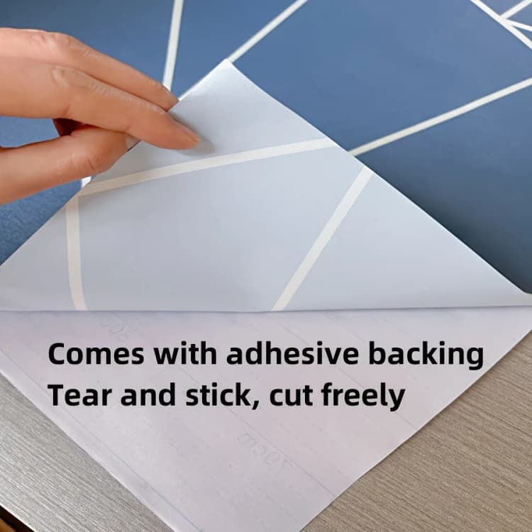 COWINLIFE Blue Silver Lines Wall Stickers Peel and Stick Textured Wallpaper Rolls Vinyl Self Adhesive Furniture Decorations for Home detail 3