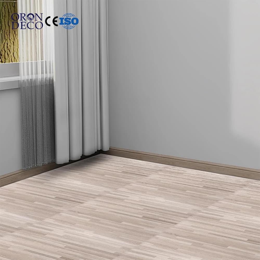 Self-Adhesive Wood Grain Vinyl Flooring Roll PVC Plank Flooring Stickers for Living Room Peel and Stick Waterproof Floor Tiles