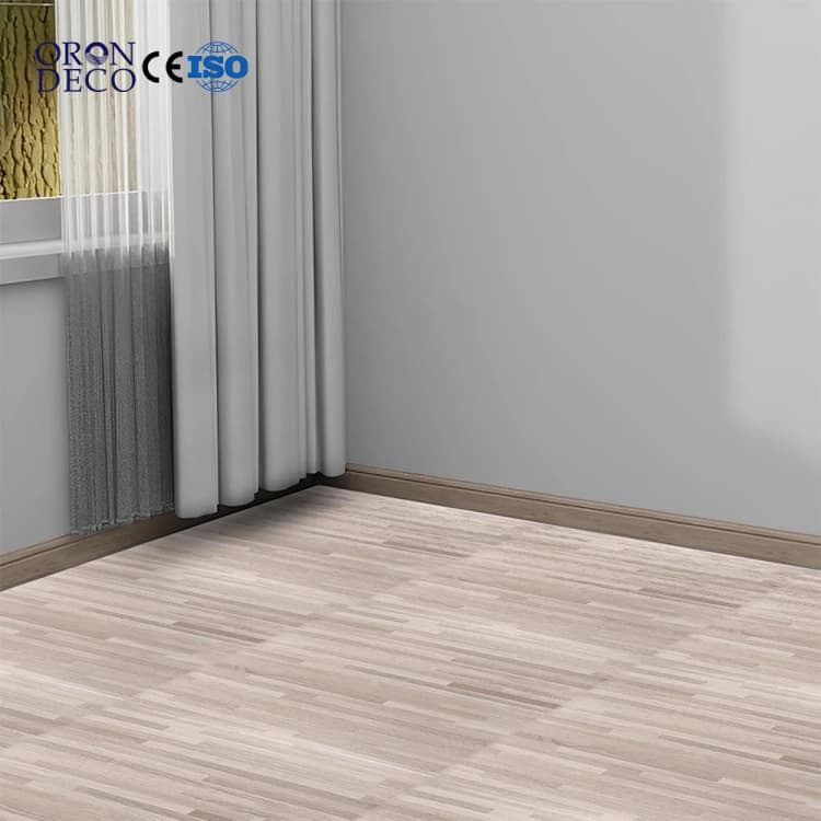 Self-Adhesive Wood Grain Vinyl Flooring Roll PVC Plank Flooring Stickers for Living Room Peel and Stick Waterproof Floor Tiles detail 1