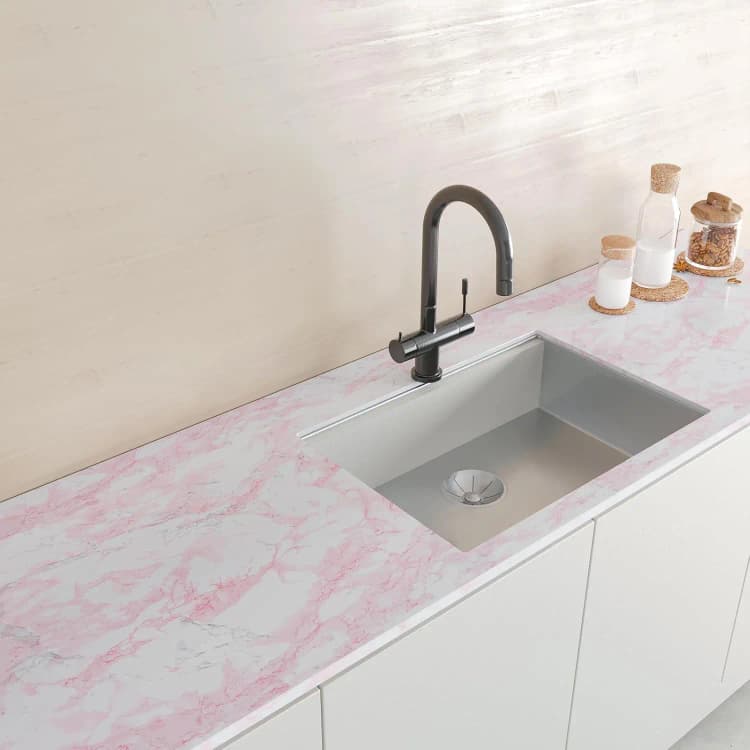 COWINLIFE Pink Marble Sticker Waterproof Glossy Wall Stickers Peel and Stick PVC Self Adhesive Marble Wallpaper Rolls for Home Decor detail 3