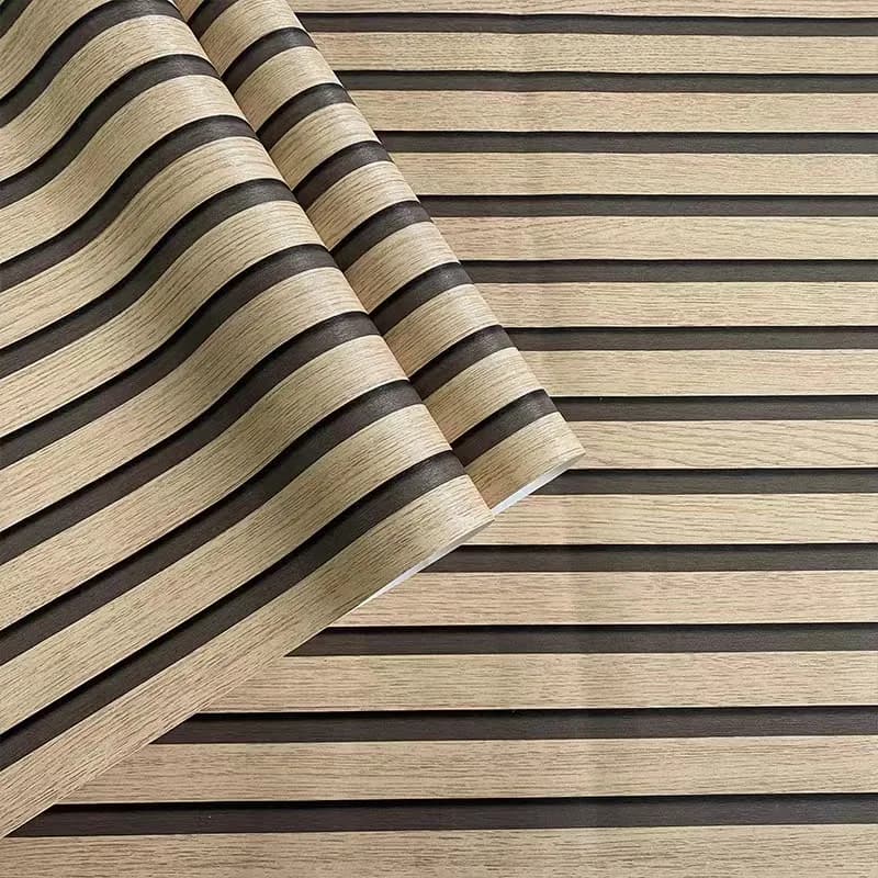 COWINLIFE Factory Outlet 3D Wooden Slat Wallpaper Design Peel and Stick Self Adhesive Vinyl Wall Paper for Wall Bedroom