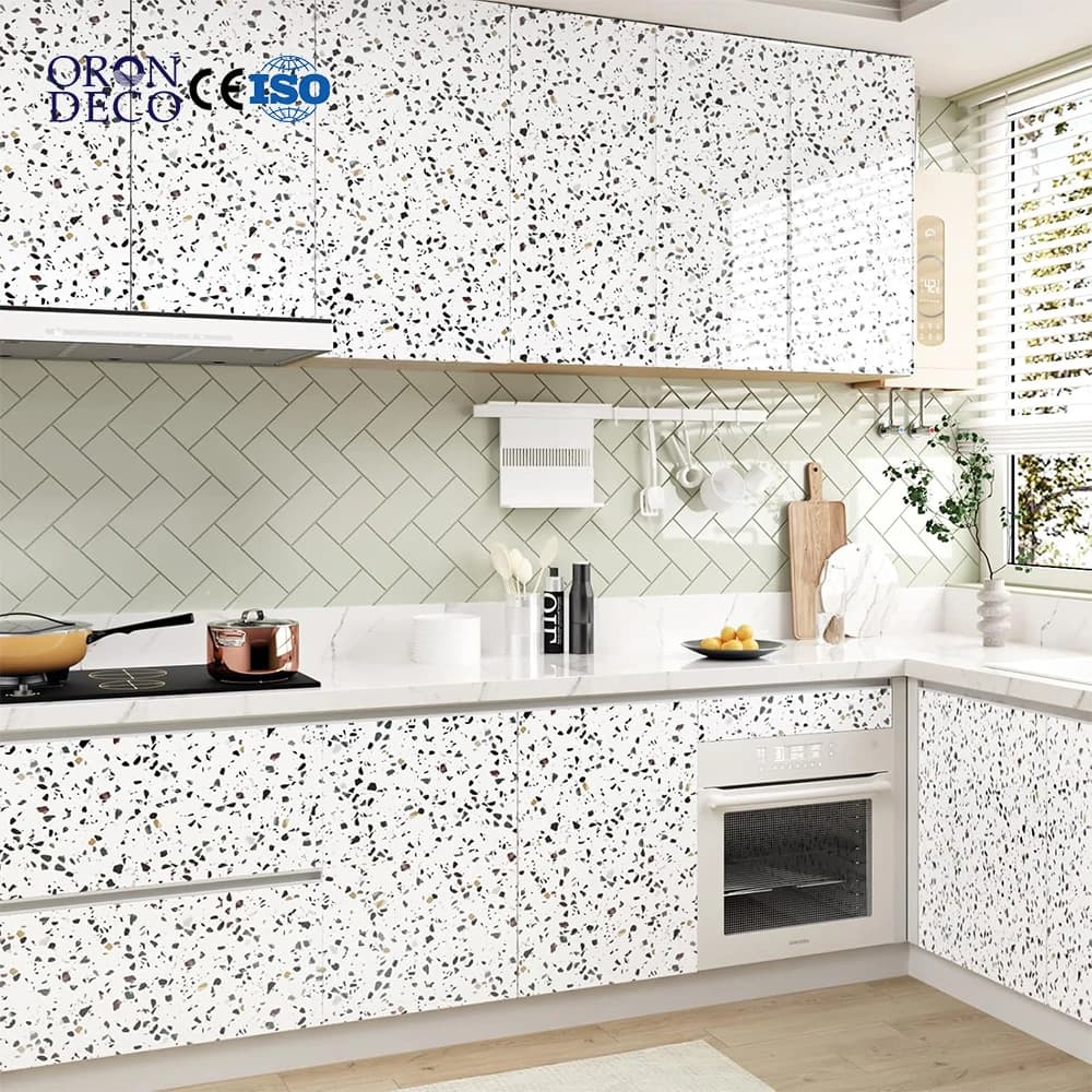 COWINLIFE DECO White PVC Peel and Stick Marble Wallpaper Waterproof Vinyl Marble Stickers for Kitchen Countertop Cabinet Furniture