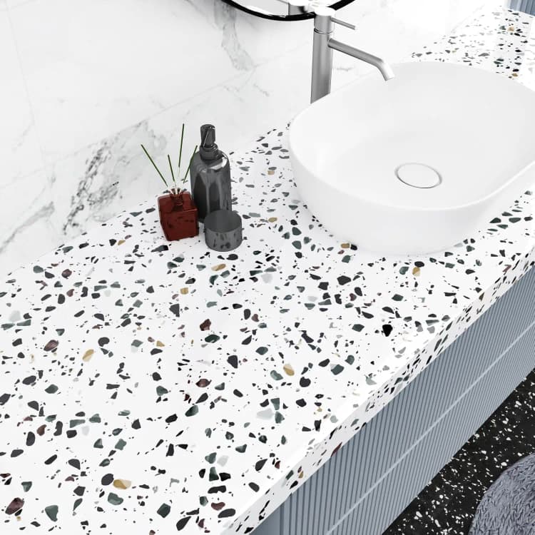 COWINLIFE DECO White PVC Peel and Stick Marble Wallpaper Waterproof Vinyl Marble Stickers for Kitchen Countertop Cabinet Furniture detail 2