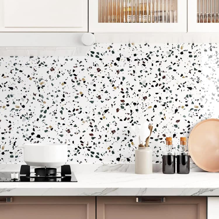 COWINLIFE DECO White PVC Peel and Stick Marble Wallpaper Waterproof Vinyl Marble Stickers for Kitchen Countertop Cabinet Furniture detail 4