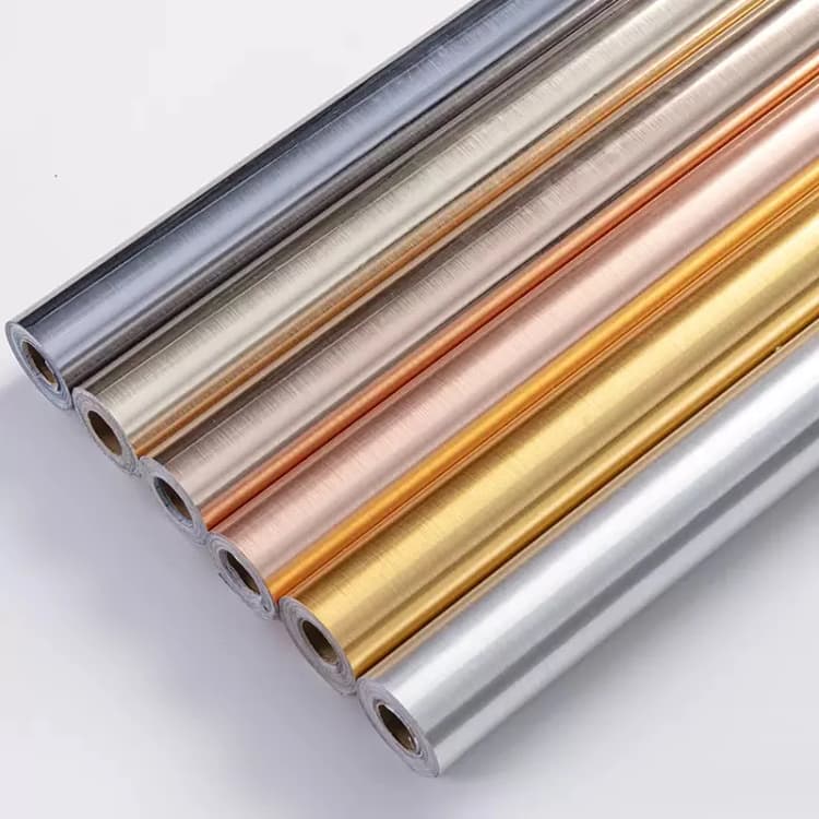 COWINLIFE DECO Silver Gold Stainless Steel Contact Paper Wall Stickers Self Adhesive Vinyl Refrigerator Interior Wallpaper Rolls detail 2