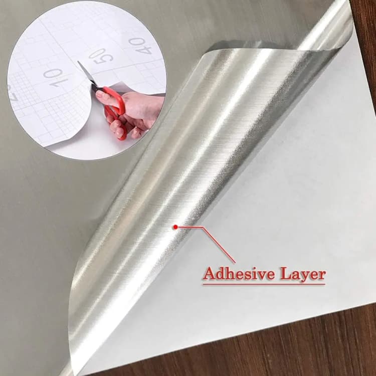 COWINLIFE DECO Silver Gold Stainless Steel Contact Paper Wall Stickers Self Adhesive Vinyl Refrigerator Interior Wallpaper Rolls detail 3