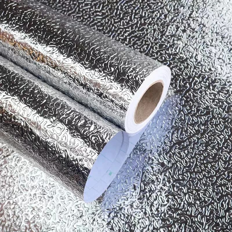 COWINLIFE DECO Hot Selling Kitchen Wallpaper Stickers Self Adhesive PVC Vinyl Kitchen Aluminum Foil Stickers Oil Proof Waterproof