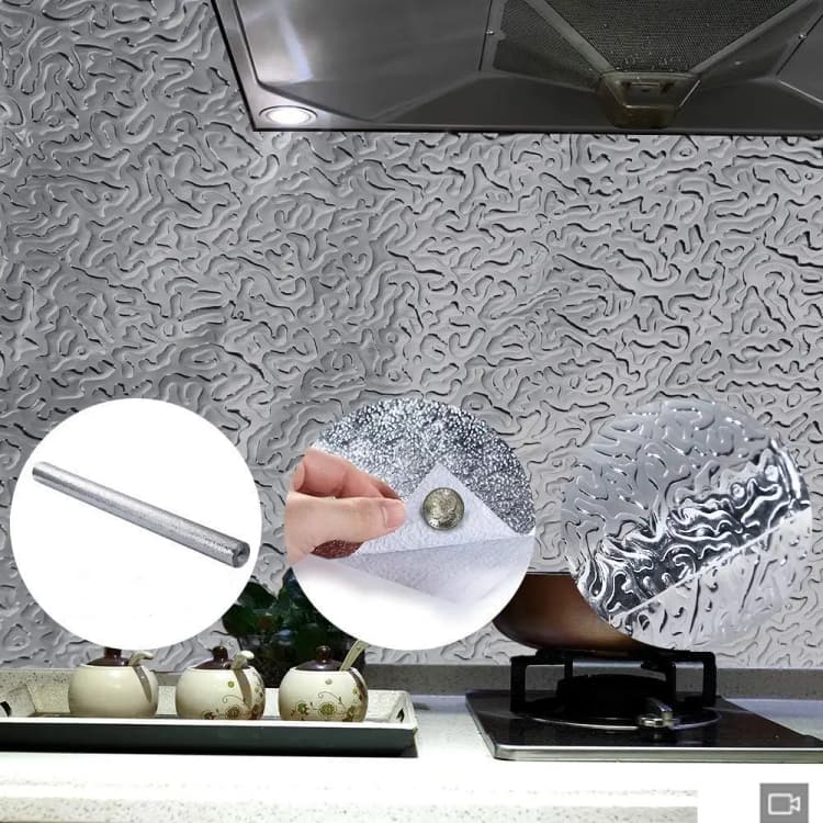 COWINLIFE DECO Hot Selling Kitchen Wallpaper Stickers Self Adhesive PVC Vinyl Kitchen Aluminum Foil Stickers Oil Proof Waterproof detail 3