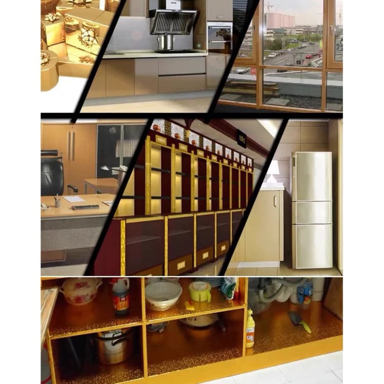 COWINLIFE DECO Gold Modern Aluminum Foil Self-adhesive Geometric Cabinet Liner Waterproof Heat Resistant Oil Proof Sticker Backsplash detail 6