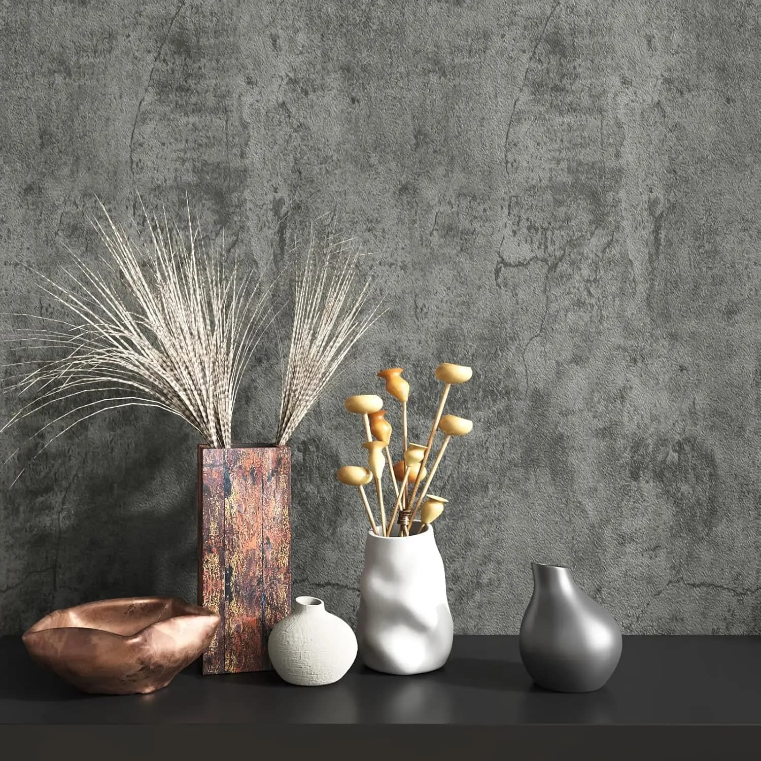 COWINLIFE DECO 3D Grey Concrete Contact Paper Peel Stick PVC Self Adhesive Waterproof Cement Wallpaper for Living Room Home Decor