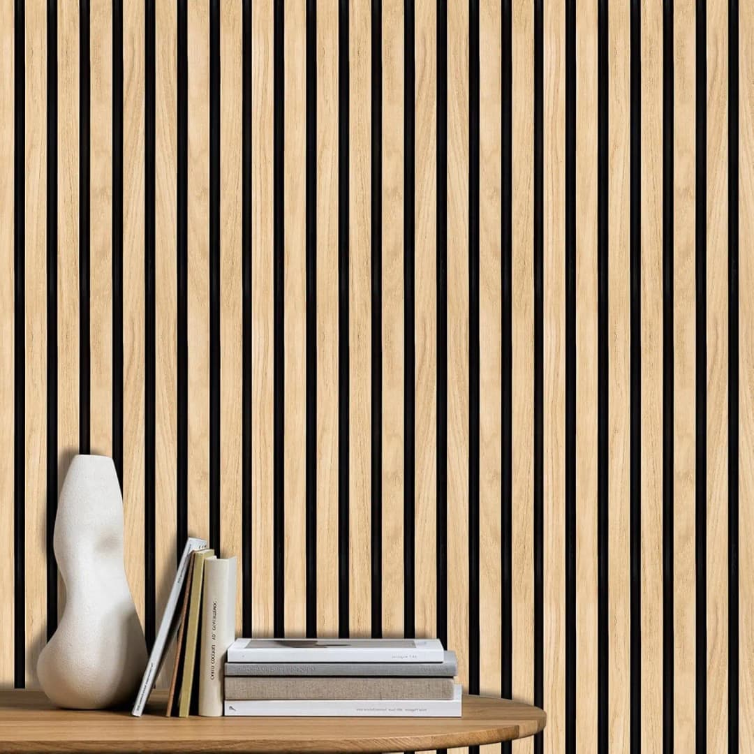 COWINLIFE DECO Thick Wood Luxury Wallpaper Stripes PVC Self-adhesive Vinyl Wrap Wall Stickers for  Living Room Background Home Decor