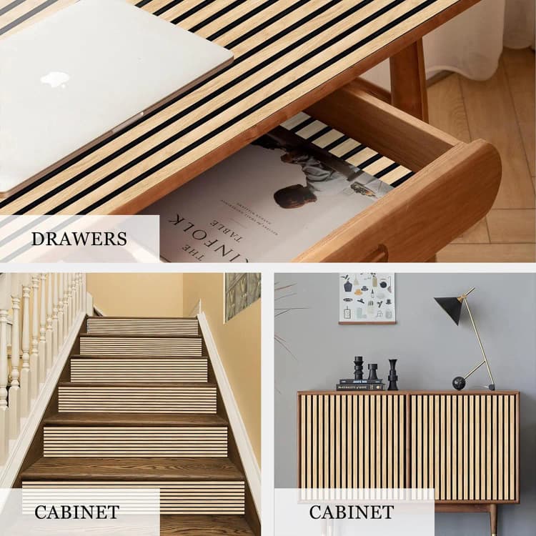 COWINLIFE DECO Thick Wood Luxury Wallpaper Stripes PVC Self-adhesive Vinyl Wrap Wall Stickers for  Living Room Background Home Decor detail 4