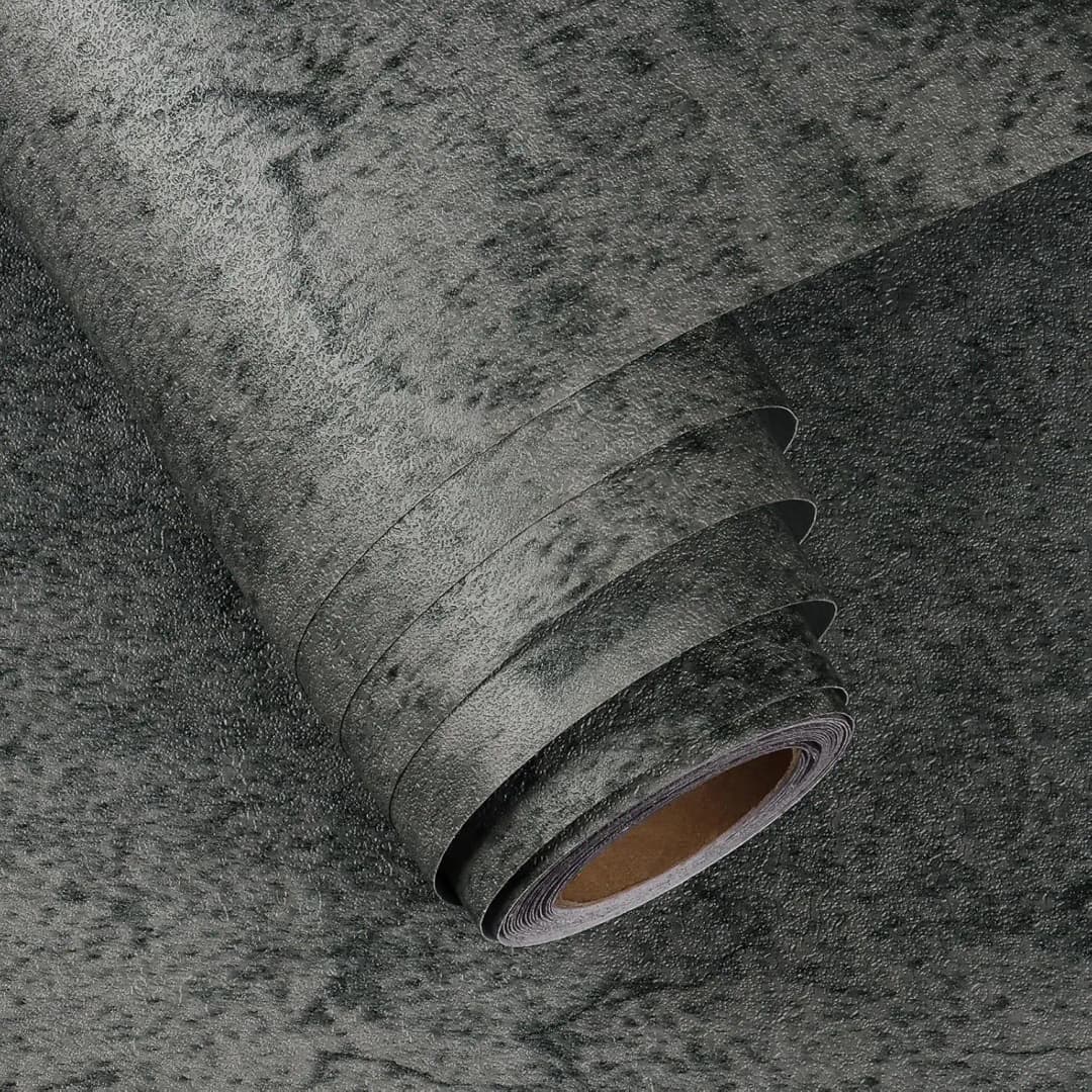 Low MOQ Gray PVC Cement Wallpaper Rolls Self Adhesive Vinyl Wrap Luxury House Decoration Interior Wall Covering 3D Wall Stickers