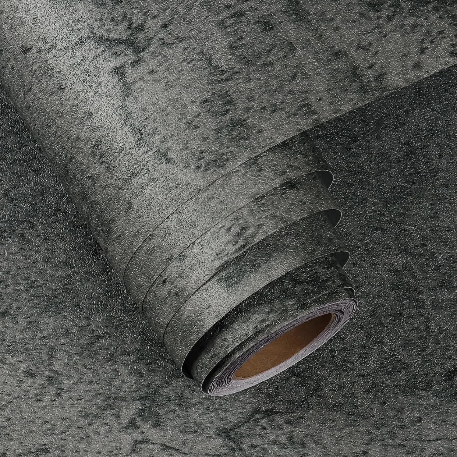 Low MOQ Gray PVC Cement Wallpaper Rolls Self Adhesive Vinyl Wrap Luxury House Decoration Interior Wall Covering 3D Wall Stickers