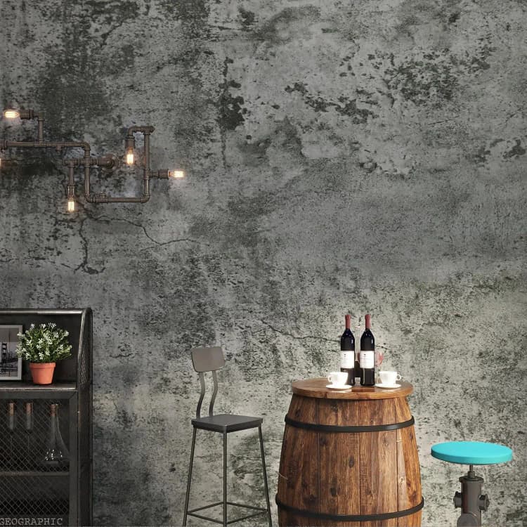 Low MOQ Gray PVC Cement Wallpaper Rolls Self Adhesive Vinyl Wrap Luxury House Decoration Interior Wall Covering 3D Wall Stickers detail 2