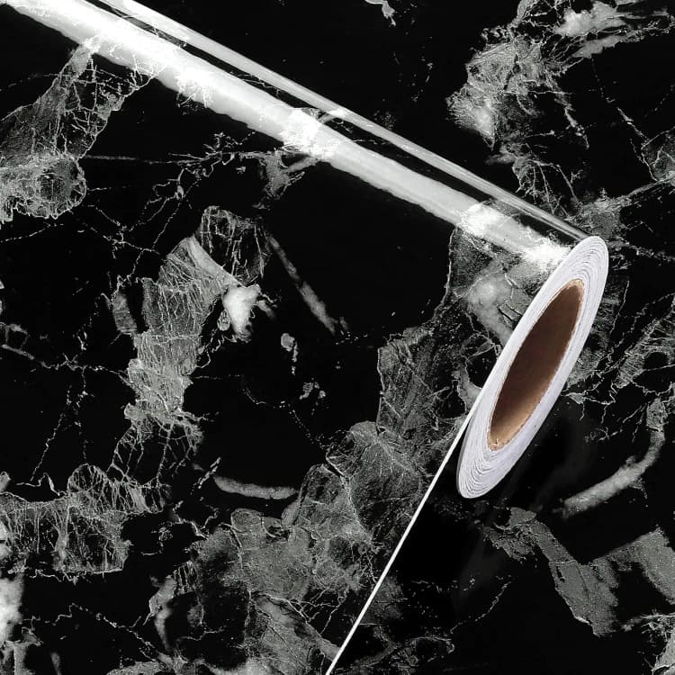 COWINLIFE Low Price Black Luxury Wallpaper 3d Self Adhesive Wall Stickers Vinyl Wrap Marble Sticker for Kitchen Cabinets Home Decor detail 1
