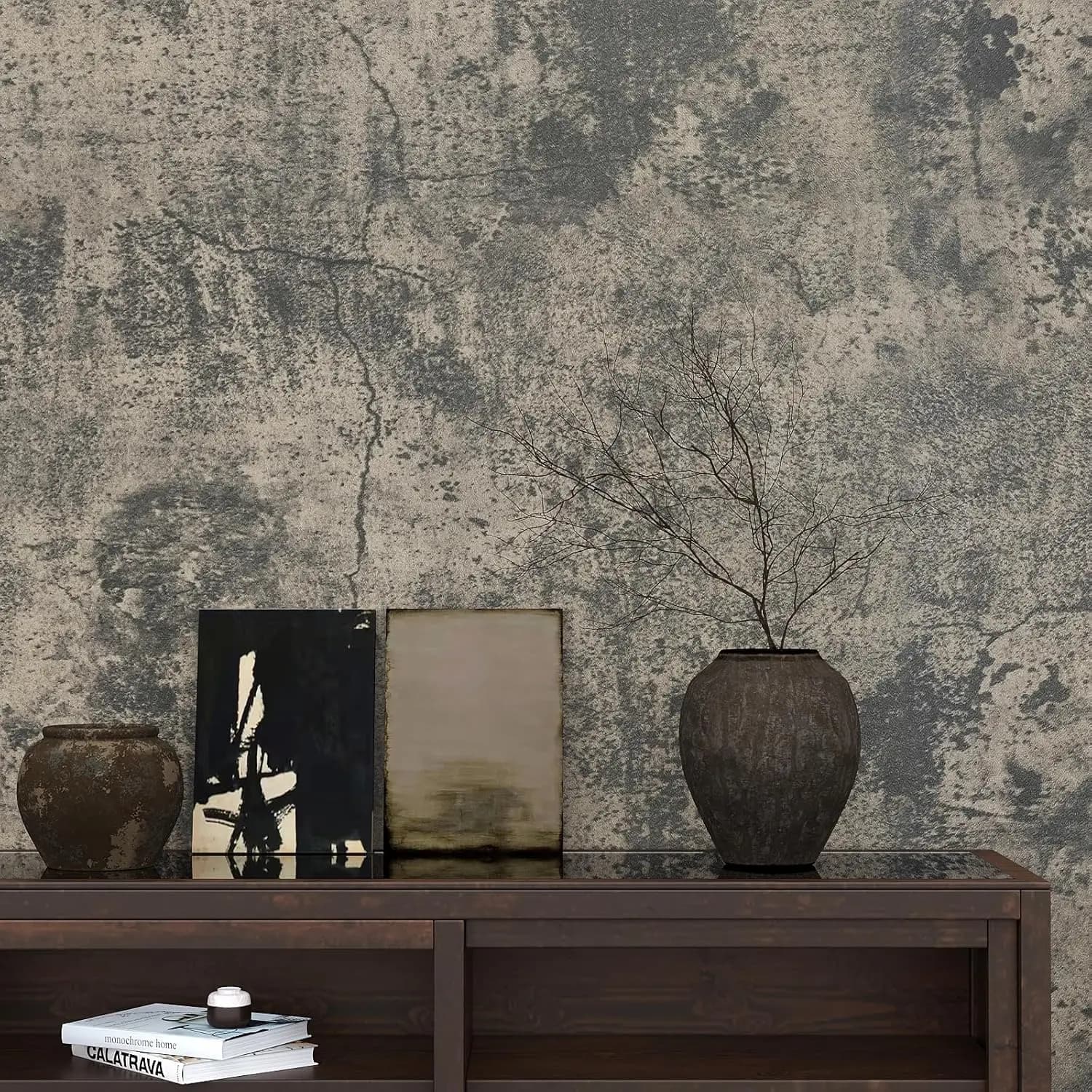 COWINLIFE Gray Wall Decor Concrete Peel and Stick Cement Wallpaper Decorations for Home Waterproof Wall Stickers Kitchen Accessories
