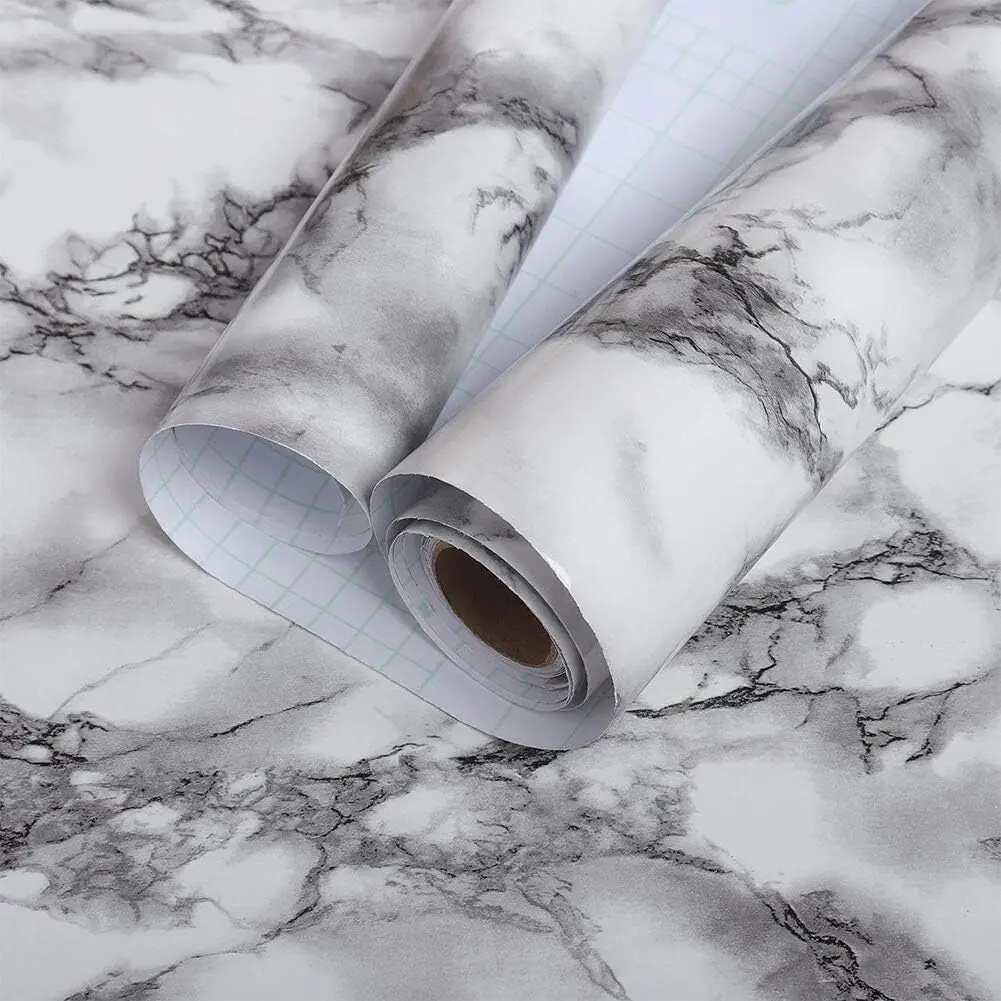COWINLIFE PVC Vinyl Wrap Wall Stickers Peel and Stick Wallpaper Roll Luxury Marble Coffee Table Kitchen Marble Sticker for Home Decor