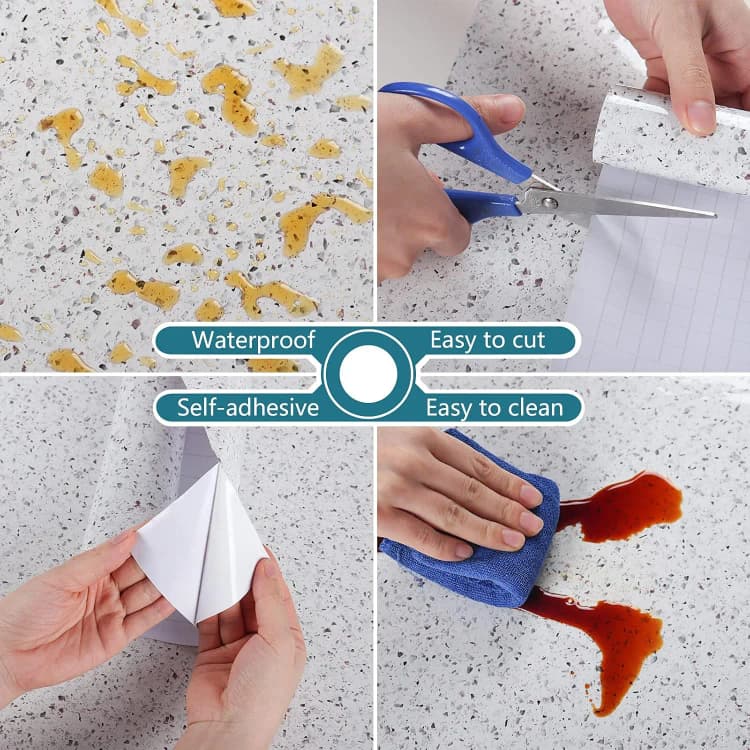 24x197 Inch White Marble Wallpaper 3d Home Wallpaper Roll Coffee Table PVC Peel and Stick Marble Sticker for Kitchen Furniture detail 5