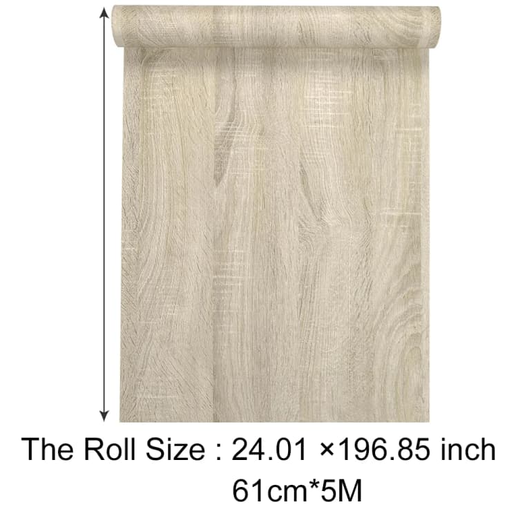 COWINLIFE Thick Beige Wood Wallpaper Rolls Self Adhesive Vinyl 3D Wall Stickers Pvc Home Decor for Kitchen Wrap Countertops 24''x97'' detail 6