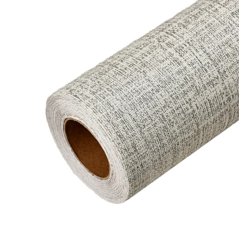 COWINLIFE Grey PVC Peel and Stick Linen Striped Waterproof Home Decor Self Adhesive Wallpaper Roll for Kitchen Cabinets Furniture