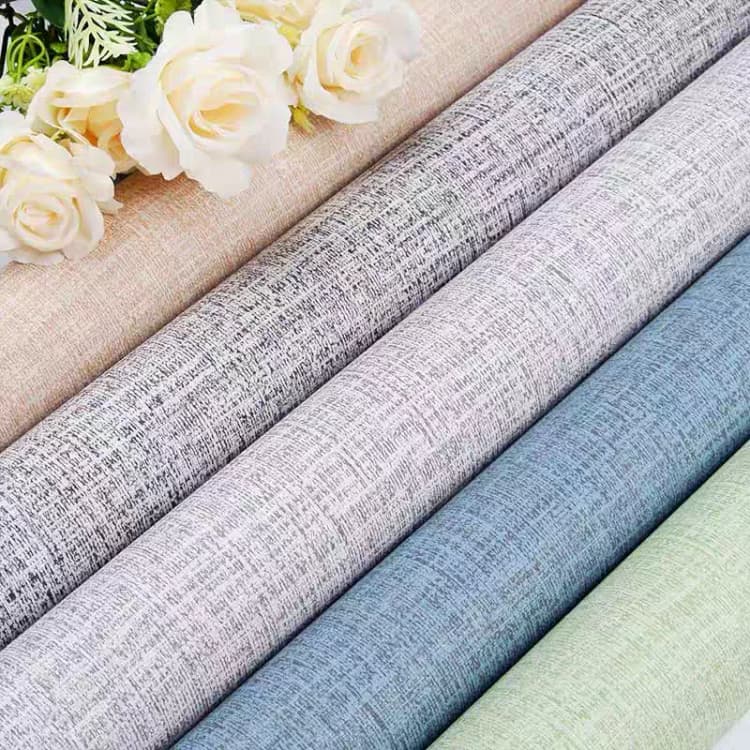 COWINLIFE Grey PVC Peel and Stick Linen Striped Waterproof Home Decor Self Adhesive Wallpaper Roll for Kitchen Cabinets Furniture detail 2