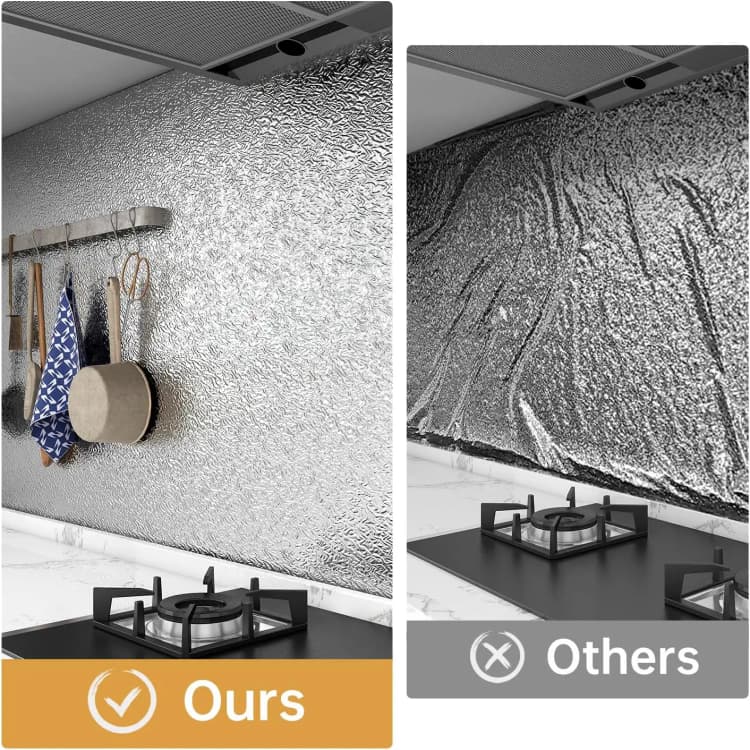 Hot Selling Metallic Silver 3D Self Adhesive Furniture Wallpaper Roll Kitchen Warp Oil Proof Peel and Stick Wall Sticker 60CM detail 5