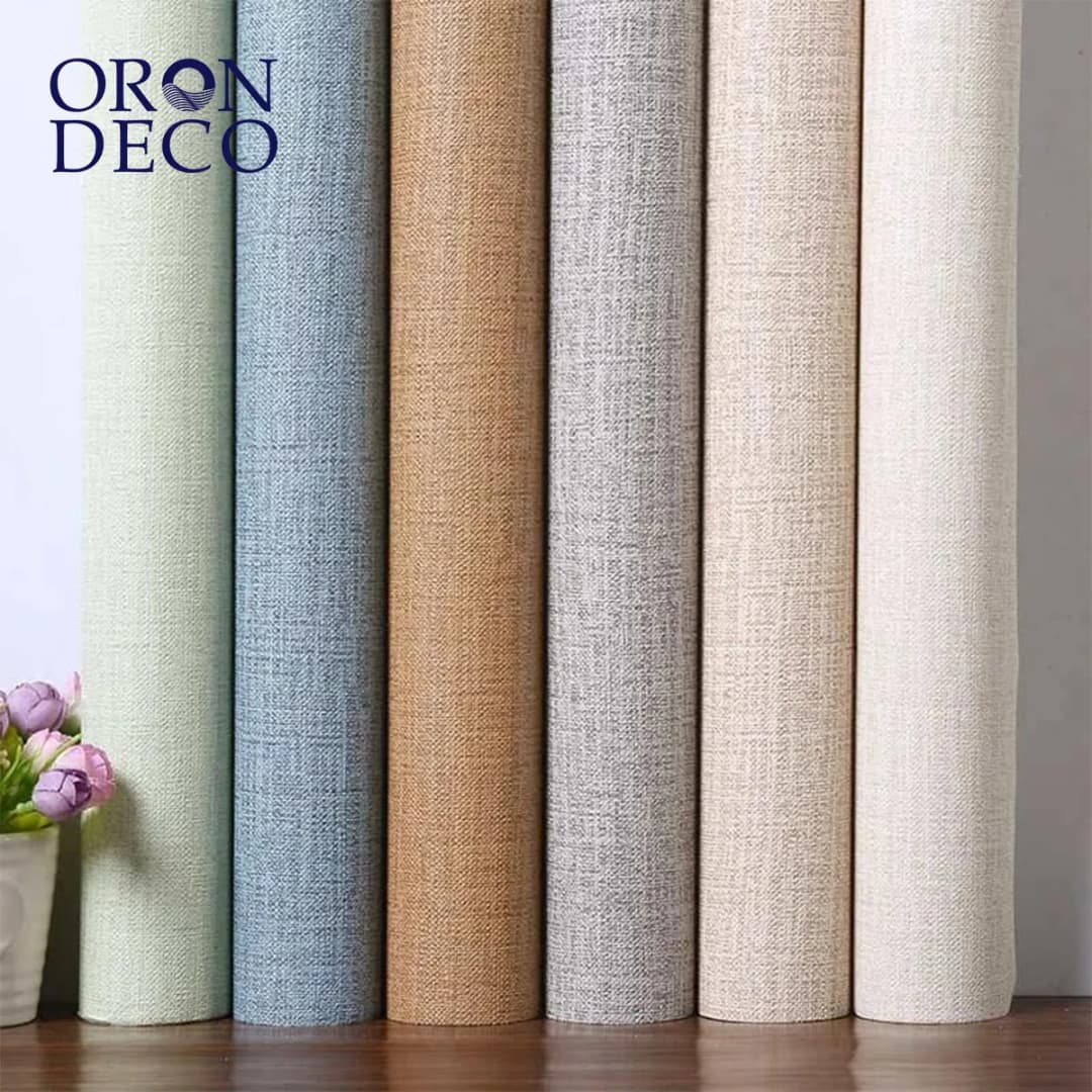 COWINLIFE DECO Waterproof Peel and Stick PVC Wall Stickers 3D Vinyl Self Adhesive Linen Textured Fabric Wallpaper Roll for Home Decor