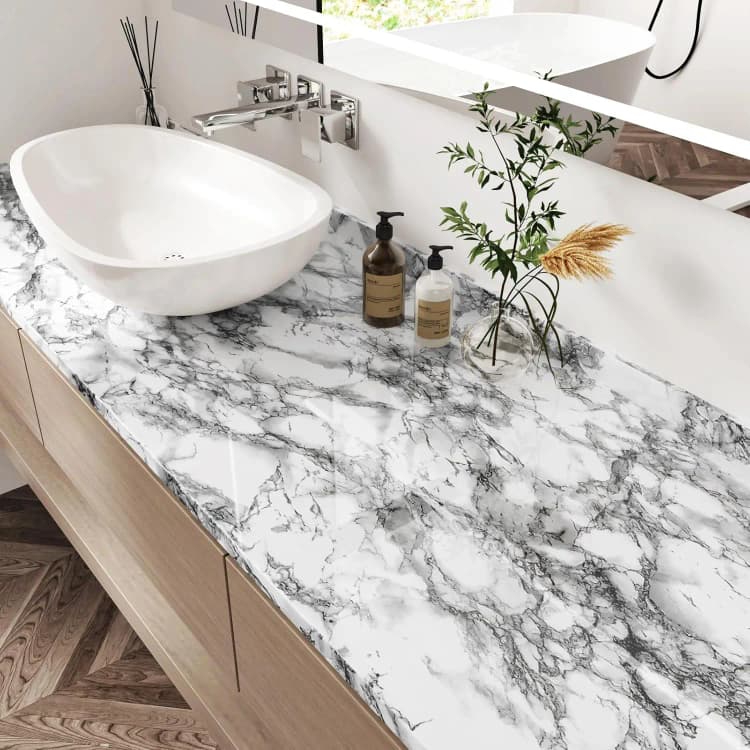 COWINLIFE PVC Self-Adhesive Marble Wallpaper Rolls Peel & Stick Marble Sticker Waterproof Modern Home Decor Luxury for Kitchen Warp detail 5