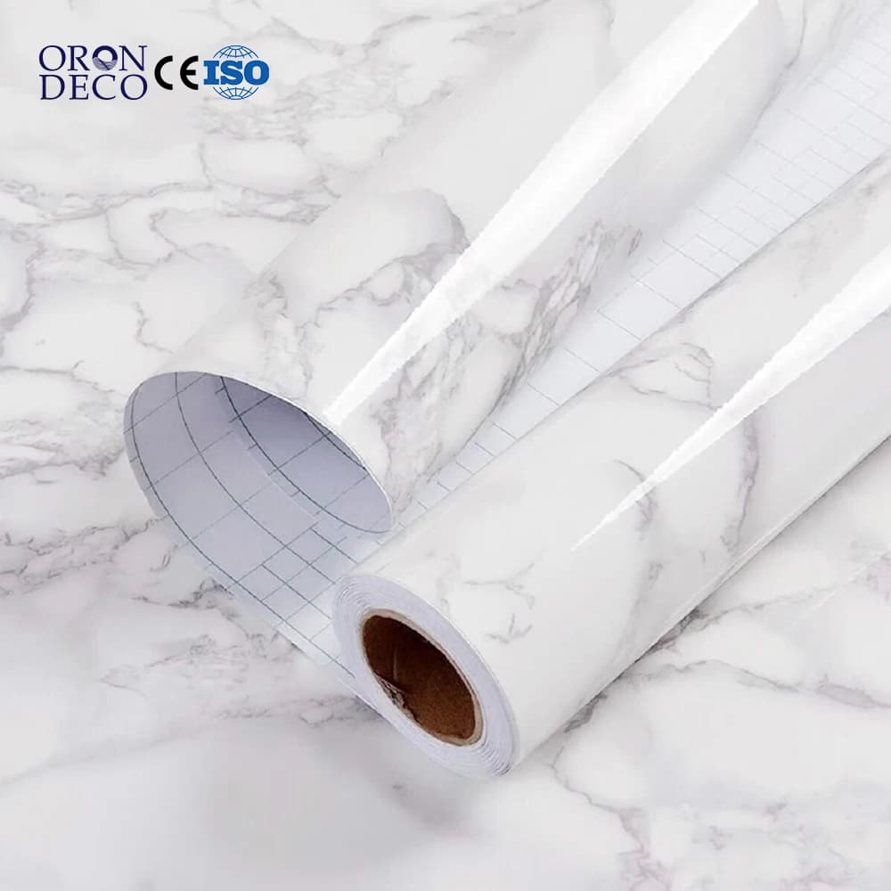 COWINLIFE Factory Price White PVC Marble Sticker Furniture Self Adhesive Marble Wallpaper Rolls for Kitchen Wall Sticker Home Decor