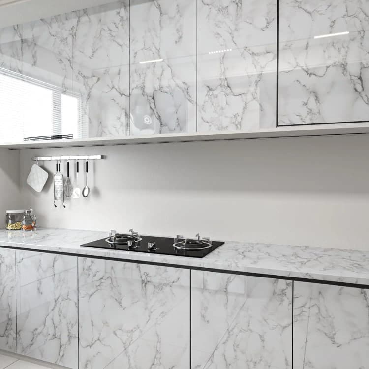 COWINLIFE Factory Price White PVC Marble Sticker Furniture Self Adhesive Marble Wallpaper Rolls for Kitchen Wall Sticker Home Decor detail 4