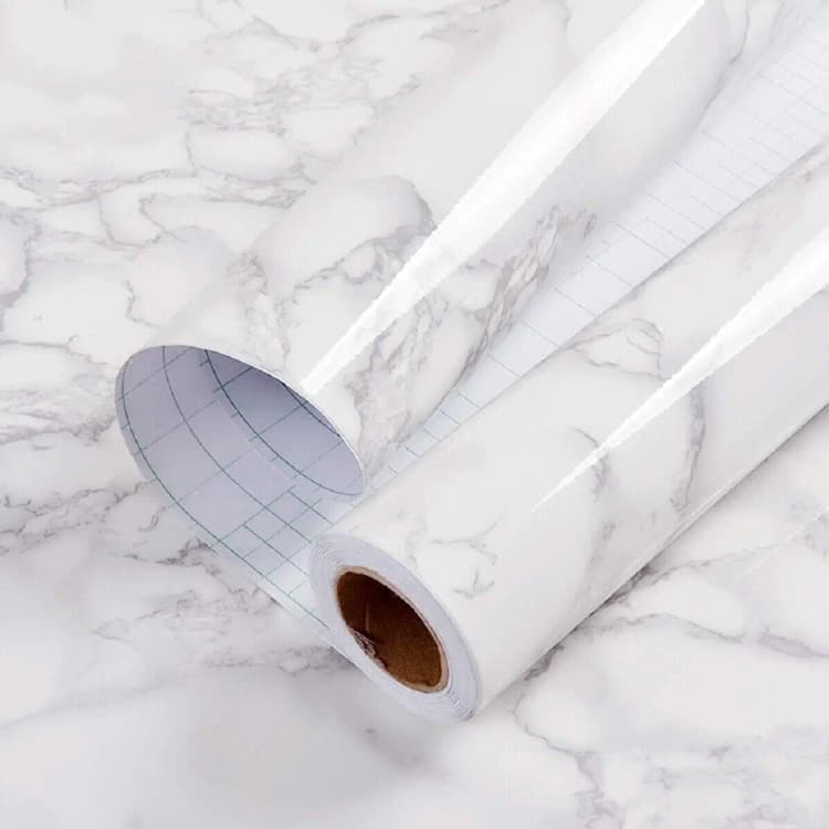COWINLIFE DECO Marble Sticker PVC Peel and Stick Wallpaper 3d Home Decoration Stick on Tiles White Marble Coffee Table Wallpaper Roll detail 2