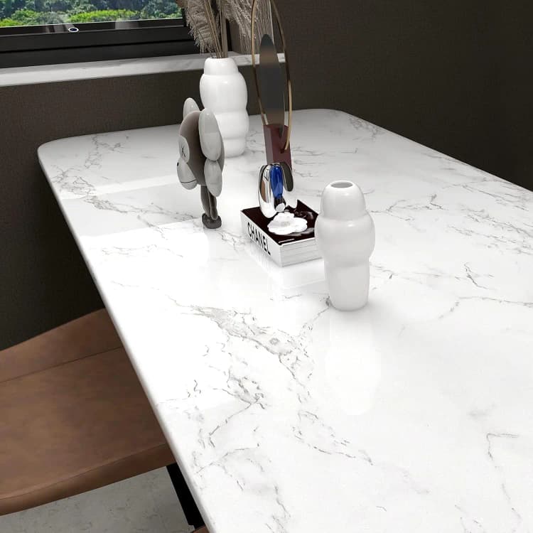 COWINLIFE DECO Marble Sticker PVC Peel and Stick Wallpaper 3d Home Decoration Stick on Tiles White Marble Coffee Table Wallpaper Roll detail 4