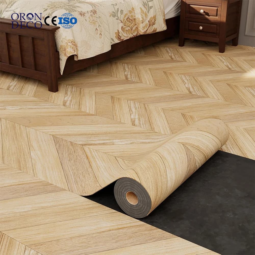 COWINLIFE DECO Herringbone Wood Vinyl Flooring Peel and Stick Wall Paper 3d Home Decor Wallpaper Roll for Bedroom Pvc Floor Sticker