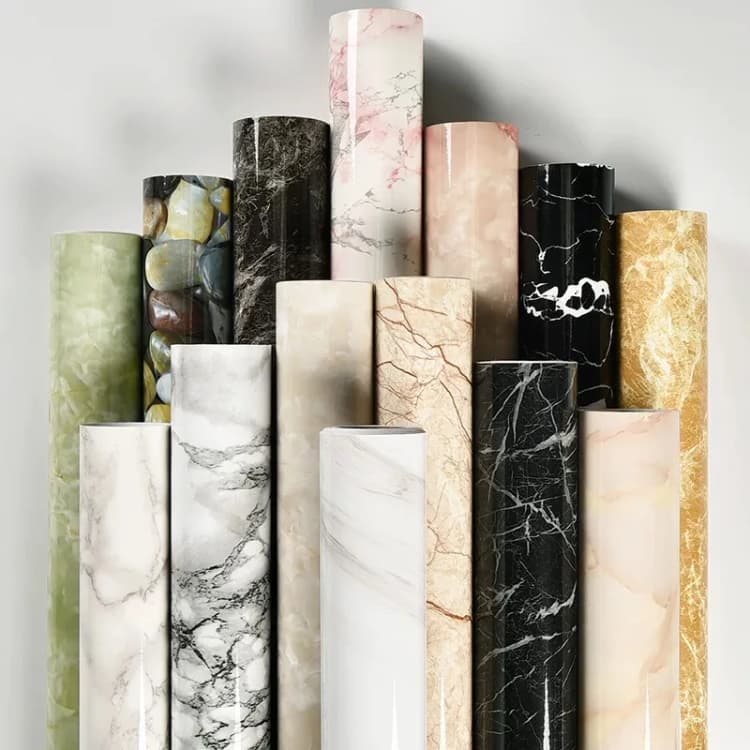 COWINLIFE White Marble Sticker Granite Countertop Waterproof Wall Stickers Vinyl Kitchen Warp Peel and Stick Marble Wallpaper Roll detail 4