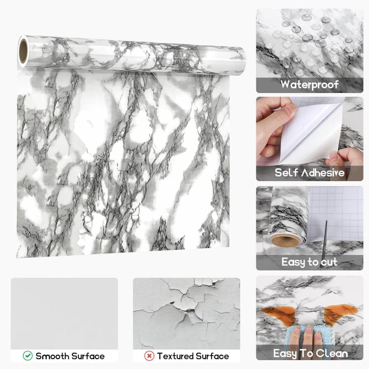 COWINLIFE DECO Bedroom Decoration Luxury Marble Sticker 3d Wallpaper Marble Coffee Table Interior PVC Peel and Stick Wallpaper Rolls detail 3