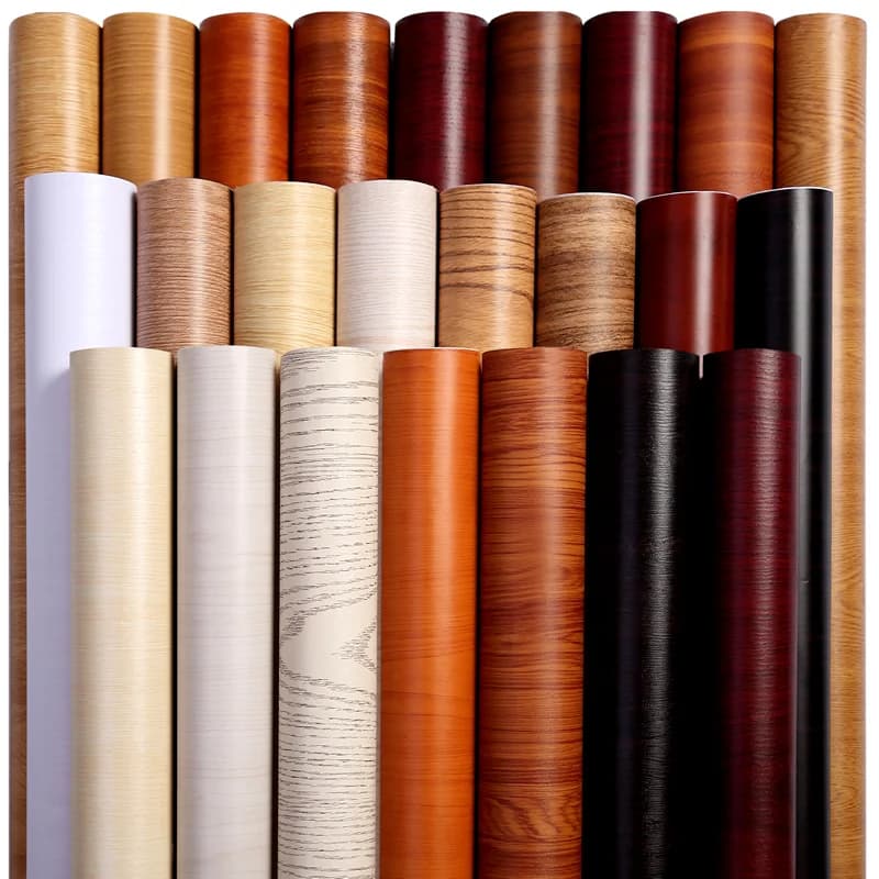 COWINLIFE Self Adhesive Peel and Stick 3D Teak Wood Design Wood Effect Wallpaper Furniture Cabinet Renovation Stickers Home Decor