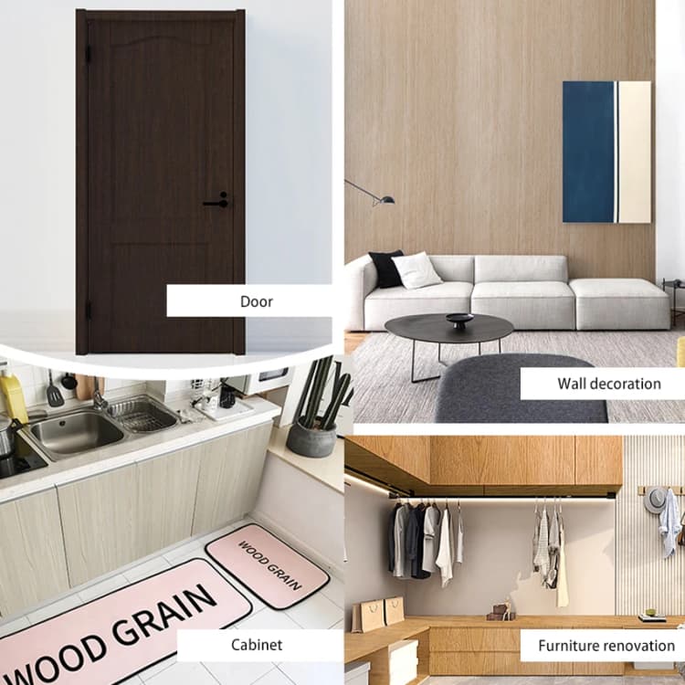 COWINLIFE Self Adhesive Peel and Stick 3D Teak Wood Design Wood Effect Wallpaper Furniture Cabinet Renovation Stickers Home Decor detail 5
