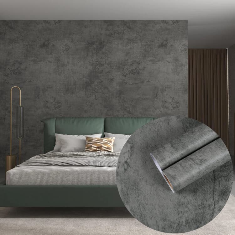 Peel & Stick Wallpapers Rolls Concrete Waterproof Grey 3d Cement Wallpaper for Bedroom Kitchen Cabinets Wall Stickers Home Decor detail 1