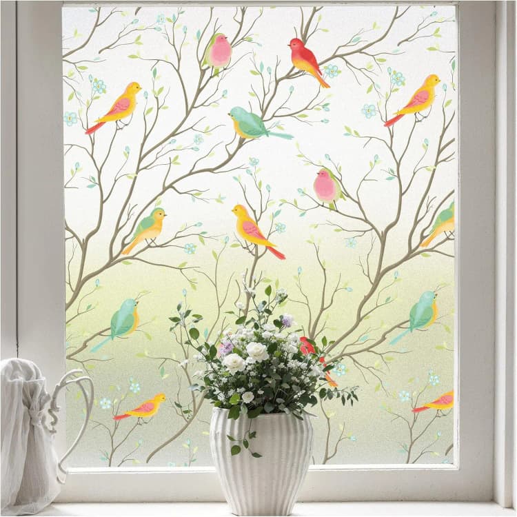 Little Bird Peel and Stick Window Privacy Film Rainbow Decorative Window Sticker 3D Window Tint Window Glass Film for Home Decor detail 1