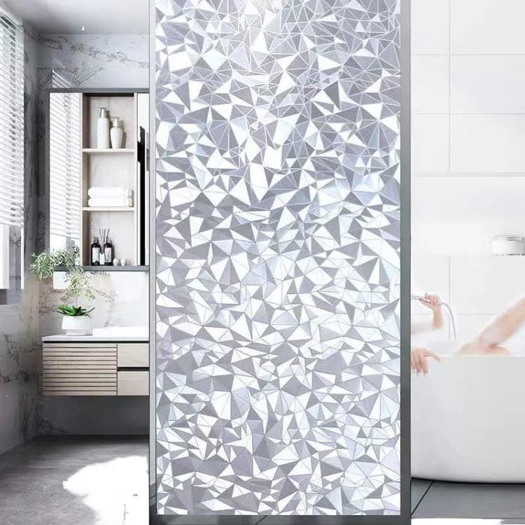 COWINLIFE Privacy Film Rainbow 3D Stained Glass Home Decor Peel and Stick Wallpaper Roll for Bedroom Furniture Foil Window Glass Film detail 1