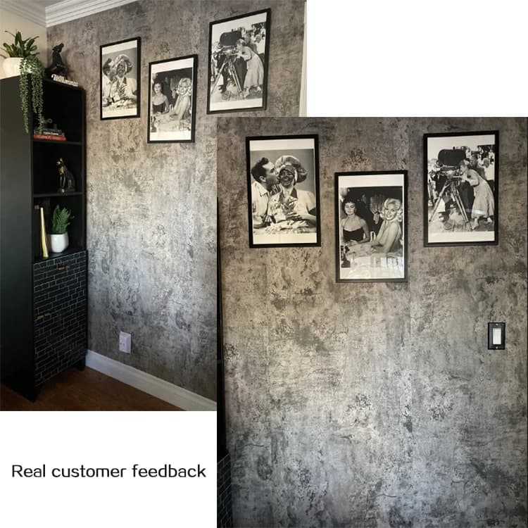 COWINLIFE Black Grey Concrete Contact Paper Cement Peel and Stick Wallpaper 3D Pvc Self Adhesive Wall Paper for Home Decoration detail 5