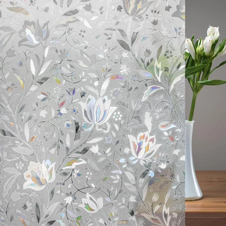 COWINLIFE DECO Modern Privacy Window Film Control Floral Pattern PVC Material Intricate Leaf for Home Hotel Decor Window Glass Film detail 4