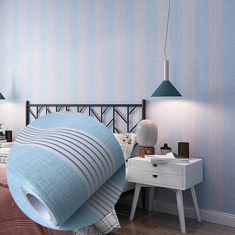COWINLIFE DECO Blue Fabric Striped Pvc Wall Stickers Papier Peint Wall Paper 3d Home Wallpaper Rolls Room Decoration Items Home Decor detail 1