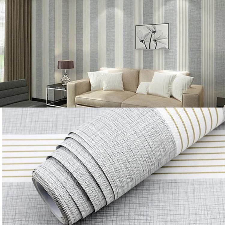 COWINLIFE 3d Wall Decor Wall Panel House Decoration Interior Linen Fabric Texture Striped PVC Wallpaper Rolls for Home Decor Luxury detail 1