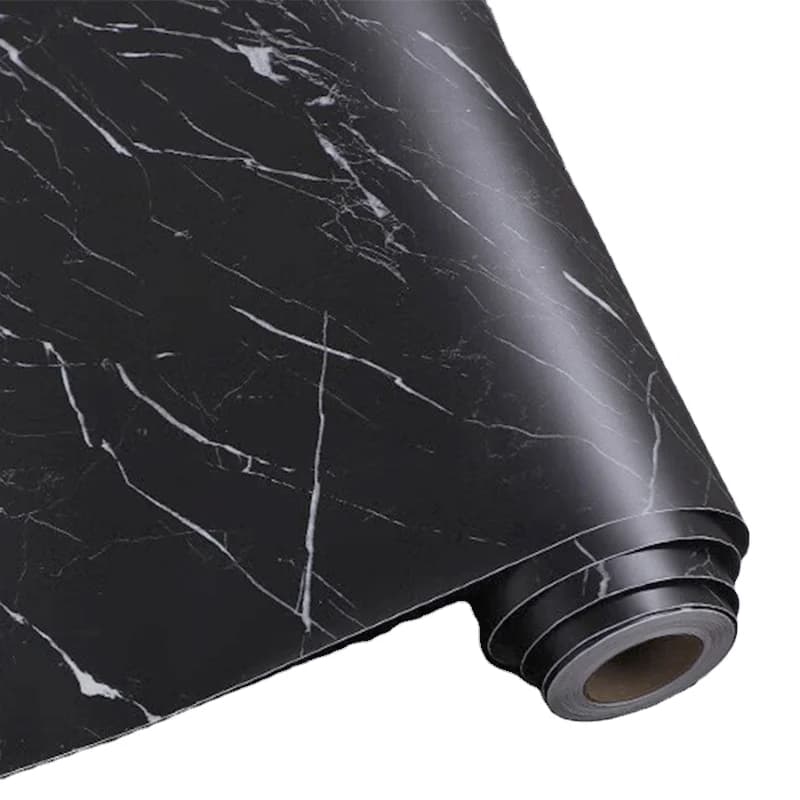 COWINLIFE DECO PVC Wall Stickers Mat Black Peel and Stick Marble Wallpaper Rolls Papier Peint Marble Sticker for 3d Home Decor Luxury