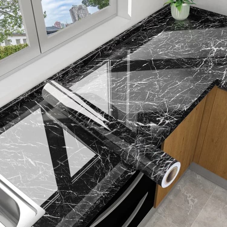 COWINLIFE DECO PVC Wall Stickers Mat Black Peel and Stick Marble Wallpaper Rolls Papier Peint Marble Sticker for 3d Home Decor Luxury detail 5